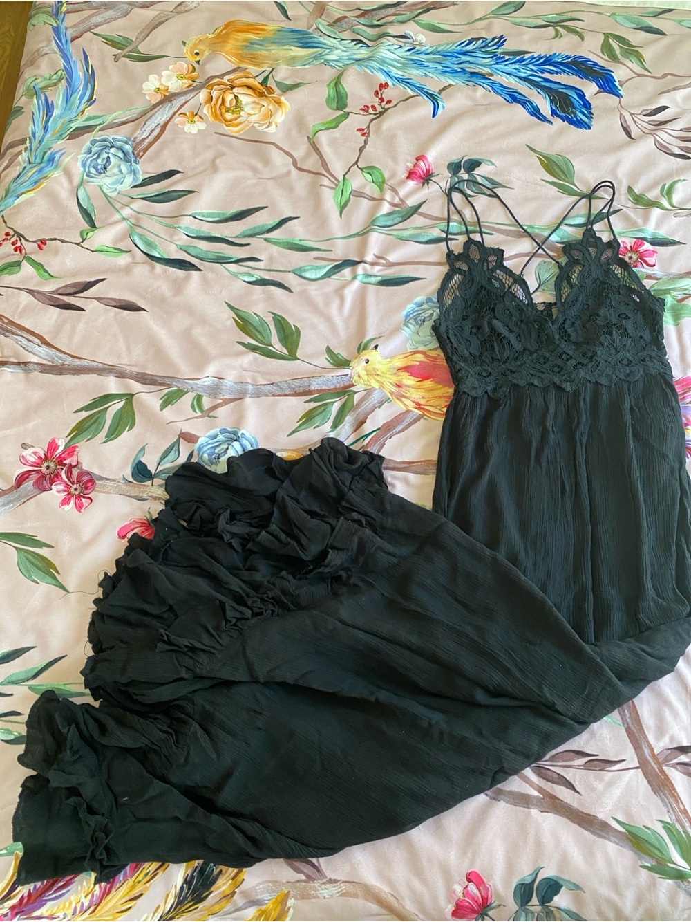 Free People Black Lace-Trim Maxi Dress